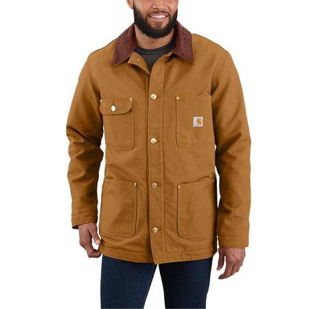 CARHARTT Loose Fit Firm Duck Blanket-Lined Chore Coat, Carhartt Brown, Medium, REG 103825-BRNMREG